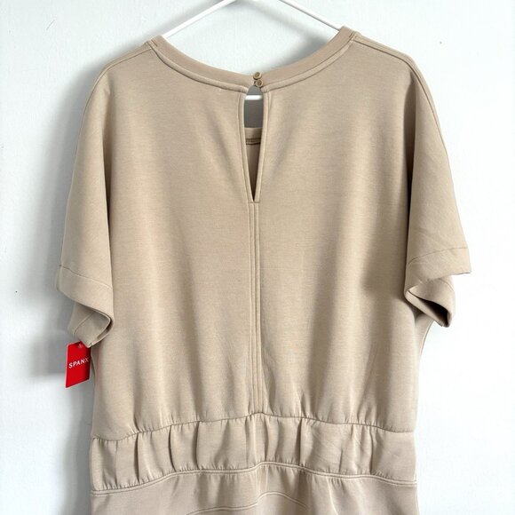NEW Spanx Air Essentials Short Sleeve Crop Wide Leg Jumpsuit Beige Tahini Sz XL - Picture 9 of 9